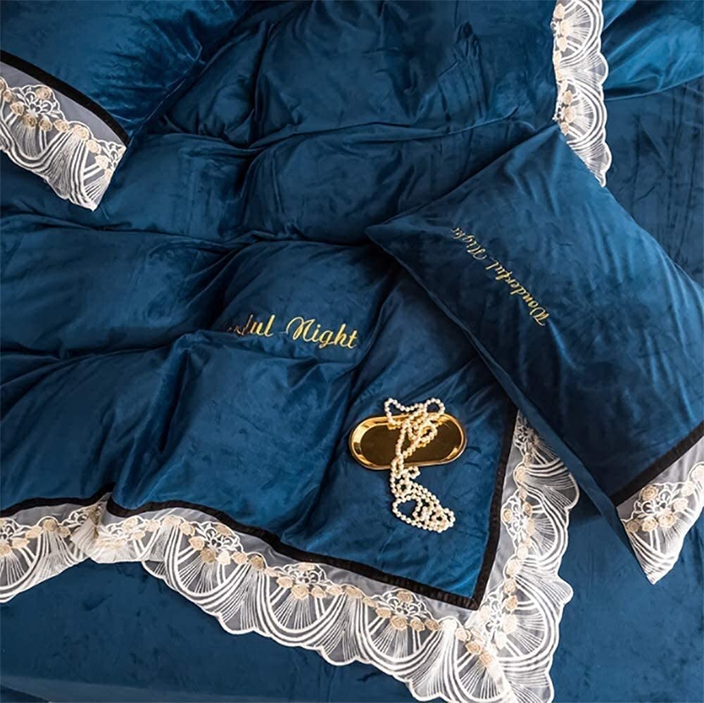 Velvet Embroidered 4-Piece Duvet Cover Set