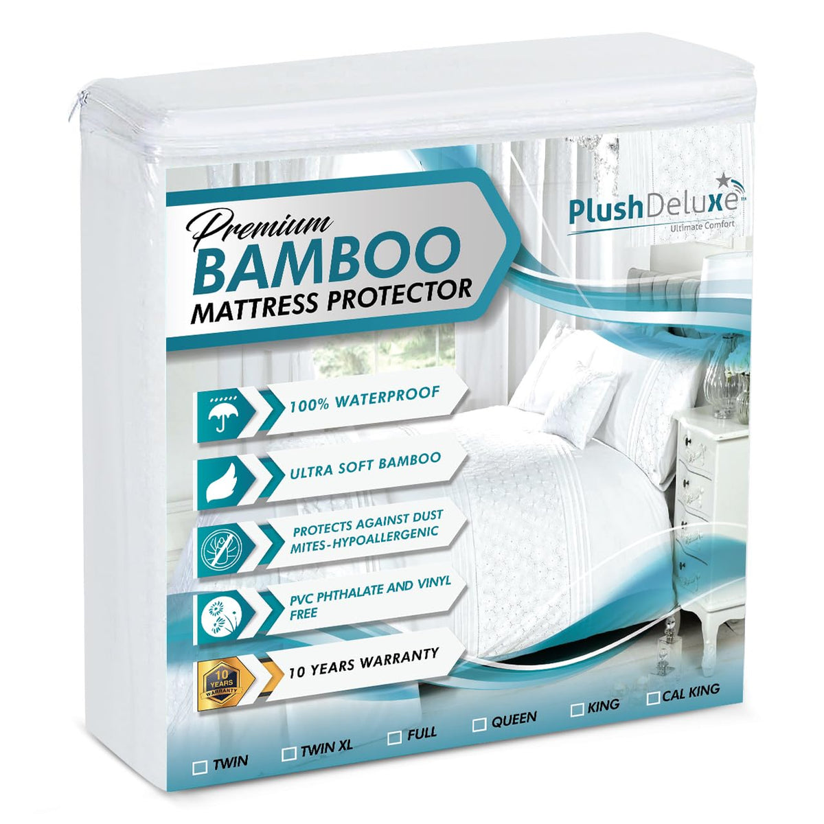 PlushDeluxe Bamboo Waterproof Mattress Protector