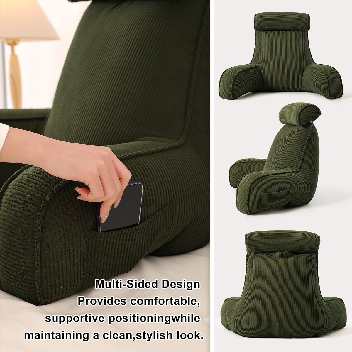 Ailuteie Corduroy Reading Pillow with Arms