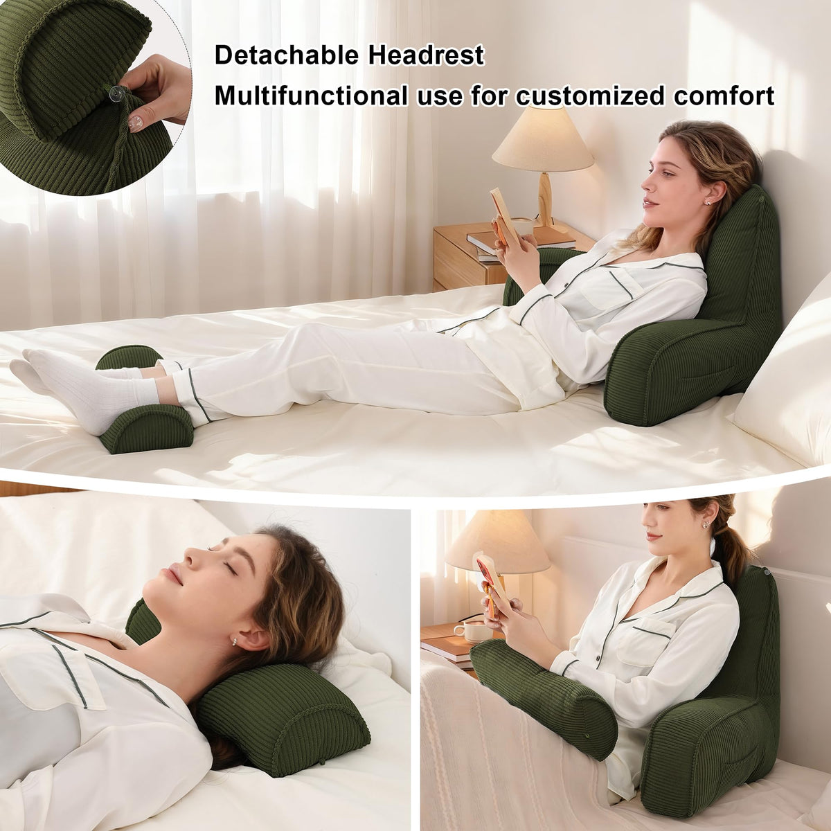 Ailuteie Corduroy Reading Pillow with Arms