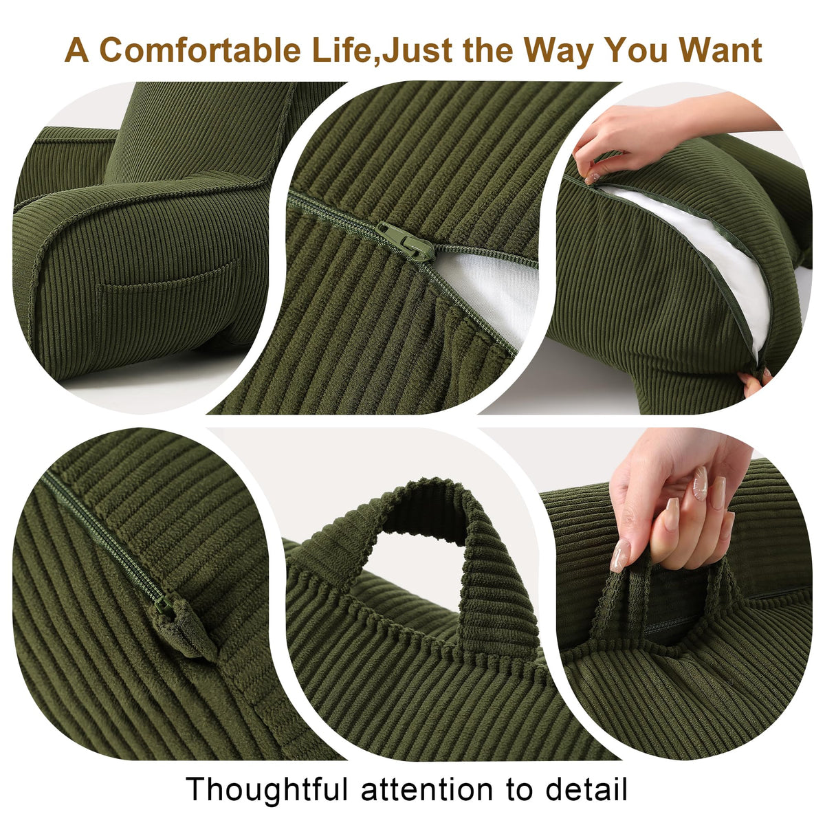 Ailuteie Corduroy Reading Pillow with Arms